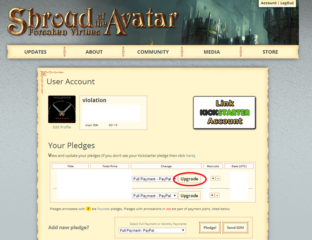 Pledge Upgrade - Shroud of the Avatar Wiki - SotA